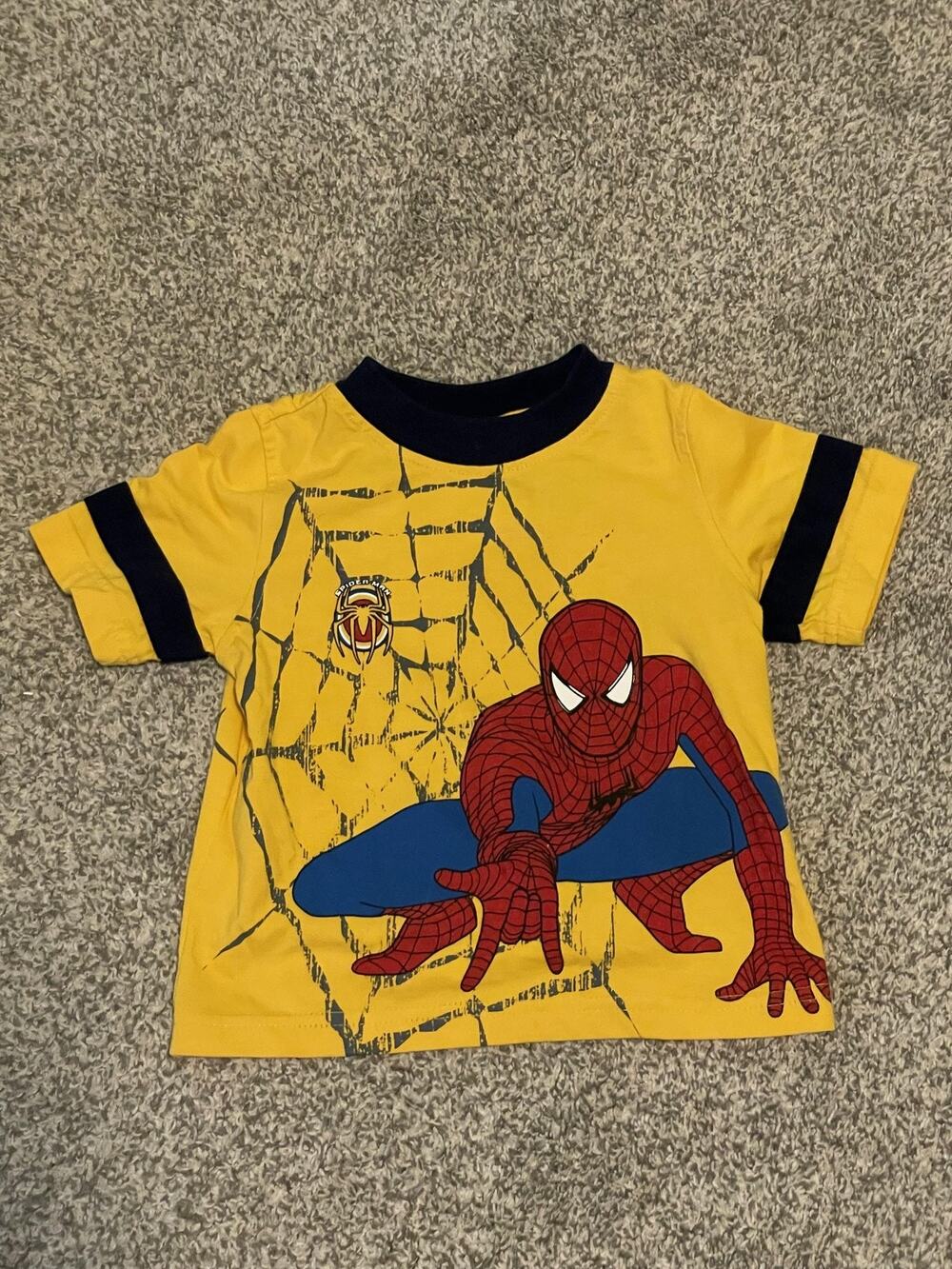 Spider-Man 3 Shirt Boys 18M Yellow Web Crawler Graphic Tee Marvel 2007 Y2K